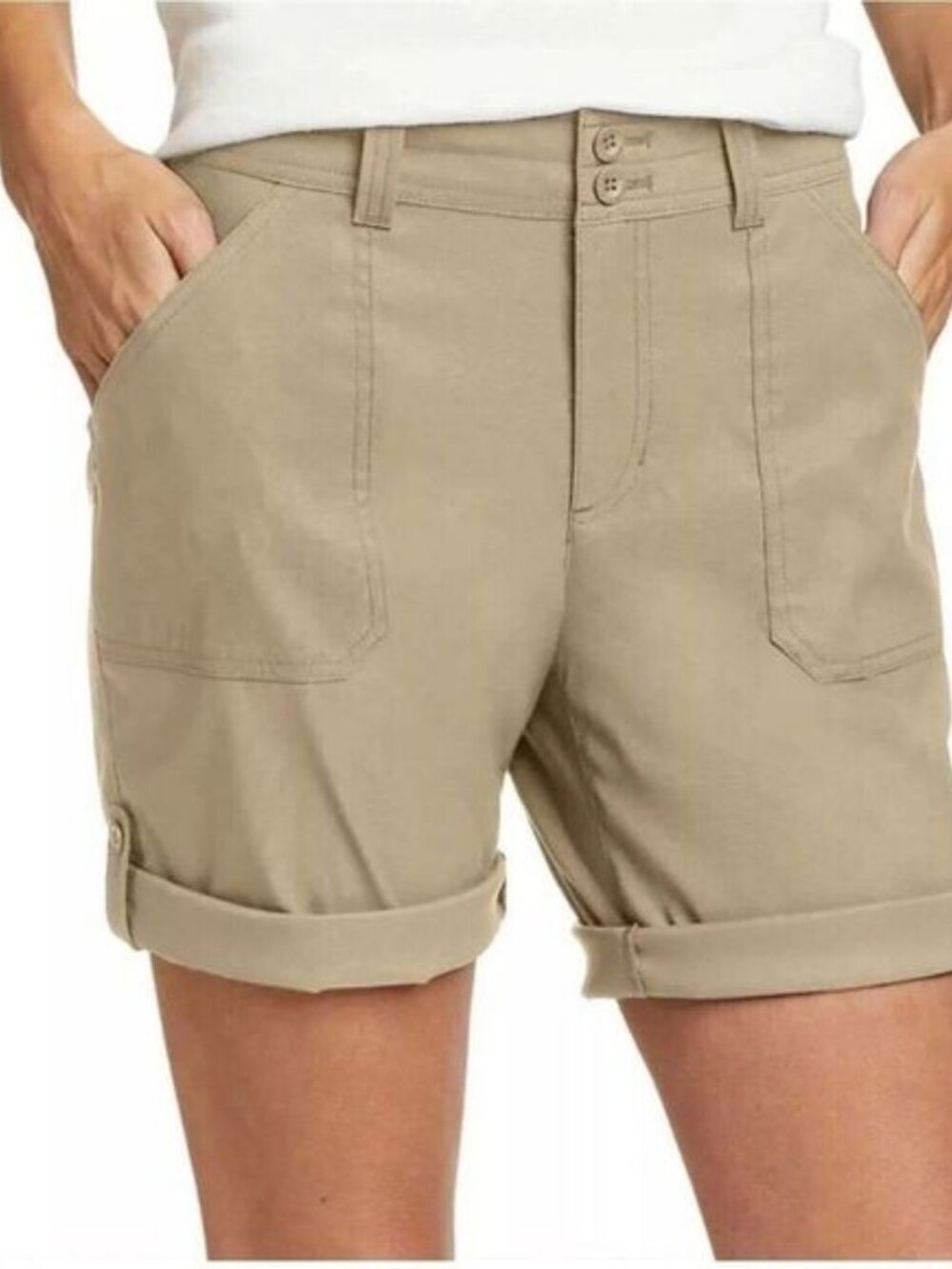 Eddie Bauer Women's Stretch UPF 50 Rolled Hem Adjustable Length Bermuda Shorts - Picture 2 of 8
